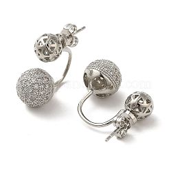 Серьги-гвоздики из латуни с микро-паве и кубическим цирконием для женщин&nbsp;EJEW-O001-07P