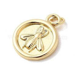 Плоские круглые подвески с пчелами из латуни&nbsp;KK-H529-58B-G