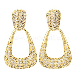 Серьги-капли из латуни с микропаве из прозрачных кубических цирконий&nbsp;EJEW-K305-01G