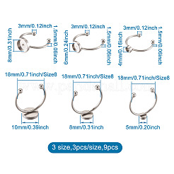 9 шт. 3 стиля манжетных подушечек из нержавеющей стали 304 с кольцами STAS-PJ0001-16P