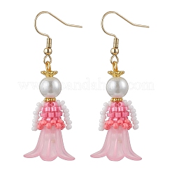 Серьги-подвески из стеклянных бусин ручной работы EJEW-MZ00446-03