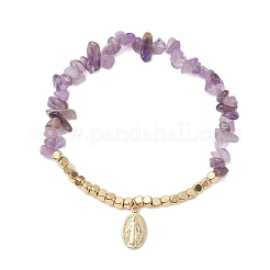 Наборы эластичных браслетов из натуральных драгоценных камней и кубиков BJEW-JB10630