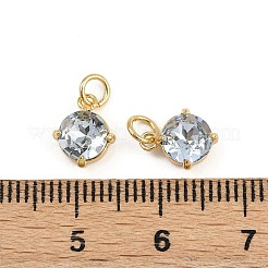 Плоские круглые латунные стеклянные подвески KK-L240-06G-02