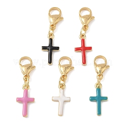 Подвесные кресты из латуни с эмалью&nbsp;HJEW-JM04083