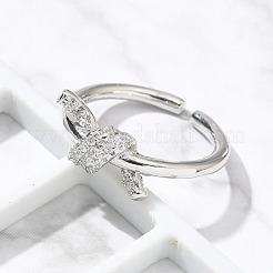 Открытые манжеты из латуни с микропаве и прозрачным фианитом RJEW-G336-01P