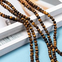 Натуральный тигровый глаз матовое нити круглый шарик G-M064-4mm-02