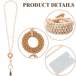 1 шт. ремешок для визитной карточки с круглыми деревянными бусинами&nbsp;AJEW-CP0010-23B