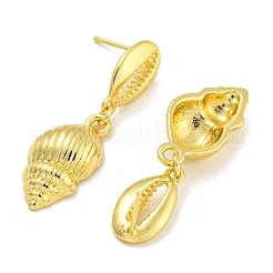 Серьги-гвоздики из латуни с покрытием из ракушек EJEW-I313-06G