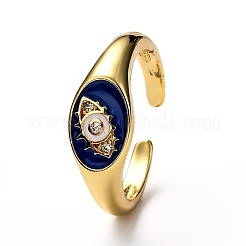 Латунные кольца из манжеты с прозрачным цирконием RJEW-H543-01-G