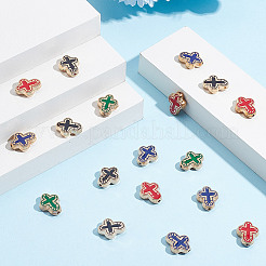 40 шт. 4-х цветные эмалевые бусины из золотистого сплава&nbsp;FIND-GO0003-30