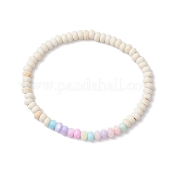 Синтетическая бирюза с окрашенными натуральными пресноводными ракушками рондель-бусины эластичные браслеты для женщин&nbsp;BJEW-JB11738