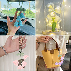 4 шт. подвесные украшения из хлопковой пряжи 4 цветов HJEW-FG0001-21