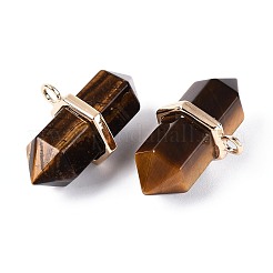 Двойные заостренные подвески с натуральным тигровым глазом&nbsp;G-N345-09I