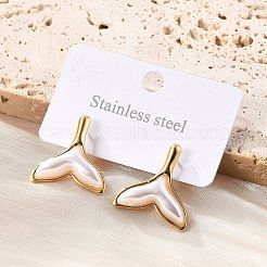 201 серьги-гвоздики из нержавеющей стали в форме хвоста русалки EJEW-P304-01G