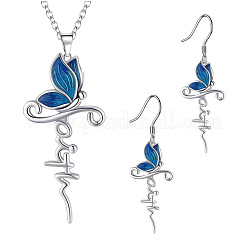 Комплекты из эмалевых ожерелий и висячих серег в виде бабочки FS-WGE0CC2-01