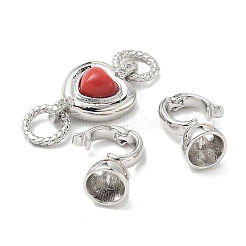 Сердце латунный микропаве прозрачный кубический цирконий складные застежки KK-U059-42P