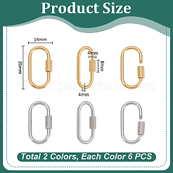 12 шт. 2 цвета 304 нержавеющая сталь винтовой карабин замок подвески&nbsp;STAS-UN0064-17
