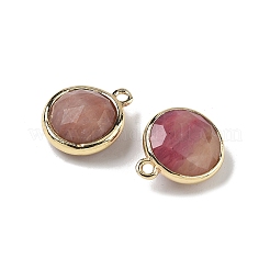 Плоские круглые ограненные подвески из натурального родонита&nbsp;G-U028-03G-12