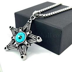 Винтажные готические ожерелья из нержавеющей стали с подвеской в виде звезды сглаза для мужчин YP2100