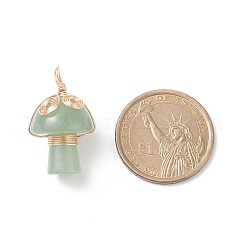 Подвески из медной проволоки с натуральным зеленым авантюрином PALLOY-TA00006-02