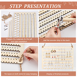 Настенный деревянный держатель для органайзера для ювелирных украшений EDIS-WH0021-26