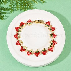 Браслеты из латуни с эмалированными звеньями и микропаве из кубического циркония BJEW-Z126-02G