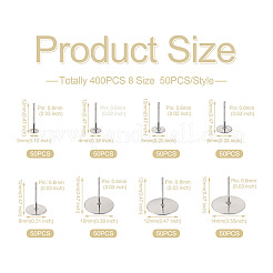 400 шт. фурнитура для сережек-гвоздиков из нержавеющей стали 304 8 размера STAS-CD0001-31