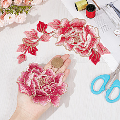 2 шт. 2 шт. вышитые нашивки на одежду из полиэстера с изображением пиона PATC-NB0001-11D