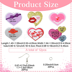 Наборы для изготовления акриловых сережек-подвесок в форме сердца ко дню святого валентина своими руками&nbsp;DIY-YW0012-58