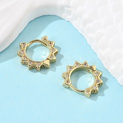 Серьги-кольца в форме солнца из прозрачного кубического циркония EJEW-P199-07G