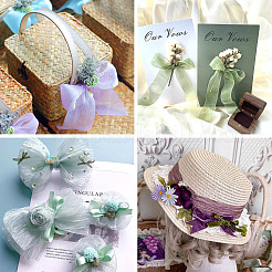 Набор из 15 ярда двухцветных нейлоновых лент с цветочным принтом&nbsp;OCOR-TA0002-31