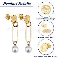 40 шт. 201 нержавеющая сталь плоская круглая фурнитура для сережек-гвоздиков STAS-DC0016-47