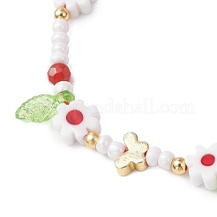 Браслеты из бисера ручной работы миллефиори из стеклянных бусин BJEW-MZ00165-01