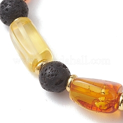 Натуральные янтарные и лавовые бусины&nbsp;BJEW-JB13385