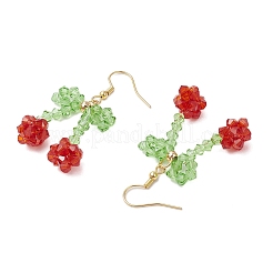 Вишневые стеклянные серьги-подвески&nbsp;EJEW-JE06424