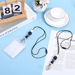 Силиконовые круглые и многоугольные шнурки для визитных карточек с бусинами KEYC-WH0034-36
