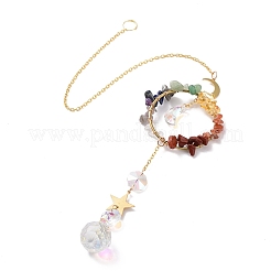 Луна и каплевидное стекло подвесные ловцы солнца HJEW-I011-04G