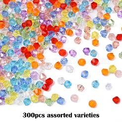 300шт 10 цвета прозрачные стеклянные бусины&nbsp;EGLA-YW0001-79
