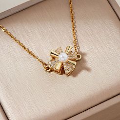 Простые и элегантные латунные подвески-мельницы с микропаве из прозрачных кубических цирконий для повседневного ношения&nbsp;BN2389