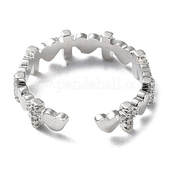 Открытые манжеты из латуни с микропаве и прозрачным цирконием для женщин RJEW-G296-03P