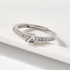 S925 регулируемые кольца с буквами из стерлингового серебра для женщин RJEW-M068-01P-Z