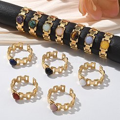 Круглые натуральные смешанные кольца из камня RJEW-C119-04G