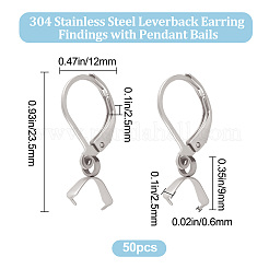 50 шт. фурнитура для сережек из нержавеющей стали 304 с подвесками STAS-BBC0001-52P