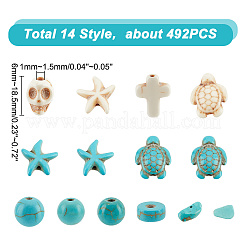 14 стиль синтетические бирюзовые бусины нити TURQ-AR0001-29