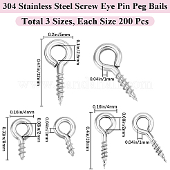 600 шт. 3 стиля 304 нержавеющая сталь винт-ушко штифт скобы STAS-BBC0005-13