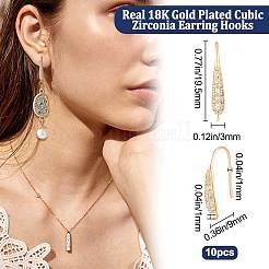 10 шт. латунные крючки для сережек с микропаве из кубического циркония&nbsp;KK-BBC0004-92