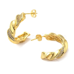 Женские серьги-гвоздики из латуни с микропаве и прозрачным кубическим цирконием&nbsp;EJEW-A040-12G