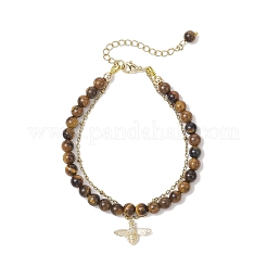 Круглые бусины из натурального камня с тигровым глазом&nbsp;BJEW-JB12034-01