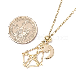 304 нержавеющая сталь пустой мешочек макраме звезда луна кулон кабель цепочка ожерелья&nbsp;NJEW-JN05282-01