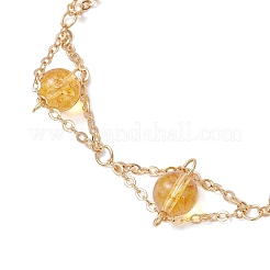 Браслеты из круглых бусин из натурального желтого кварца для женщин&nbsp;BJEW-JB12149-03